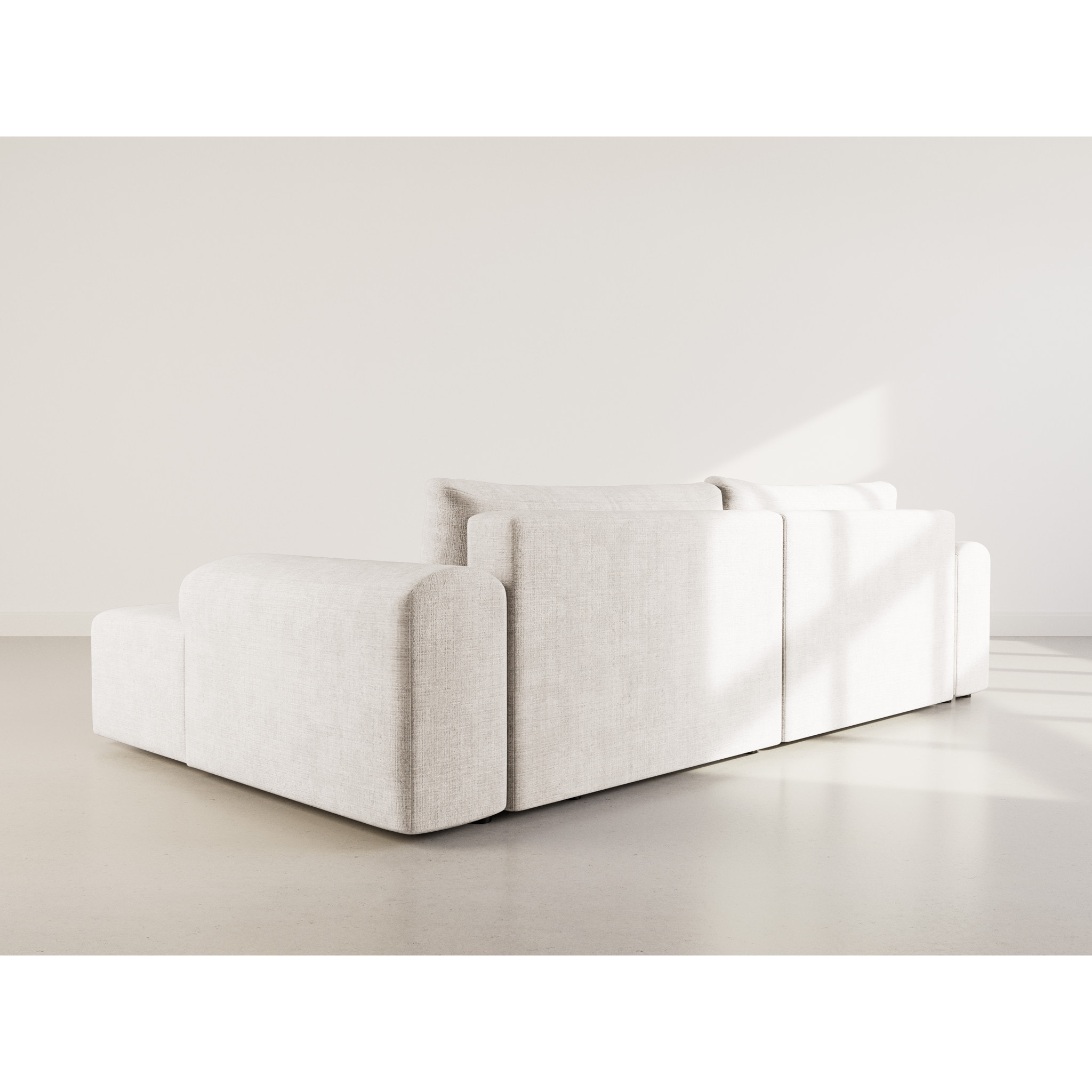 Rebecca - canapé d'angle droit 4 places convertible avec coffre en velours texturé - Beige