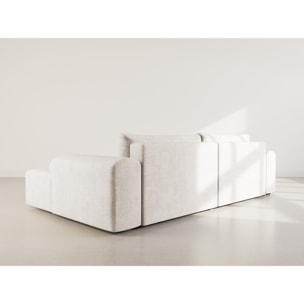 Rebecca - canapé d'angle droit 4 places convertible avec coffre en velours texturé - Beige