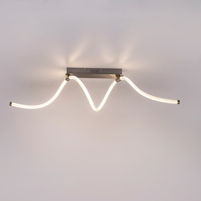 FORLIGHT Plafón Rolly LED 25W Blanco Neutro - 4000K Níquel Satinado para Interior de Techo en Comedor, Dormitorio, Oficina