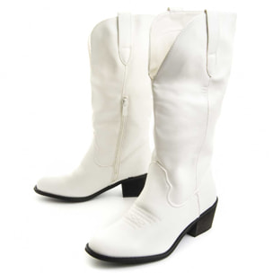 Botas de Tacón - Blanco - Altura: 4 cm