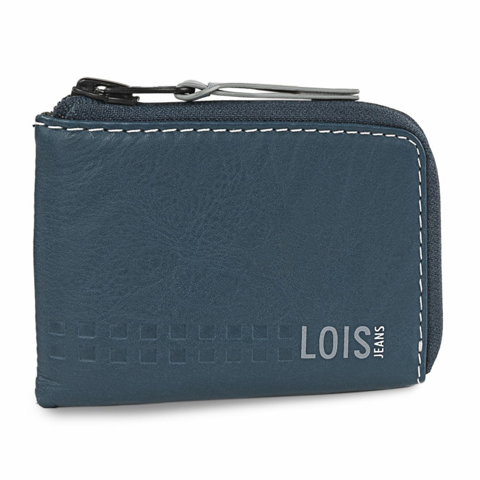 Monedero Piel Hombre Lois Temple Azul-Gris