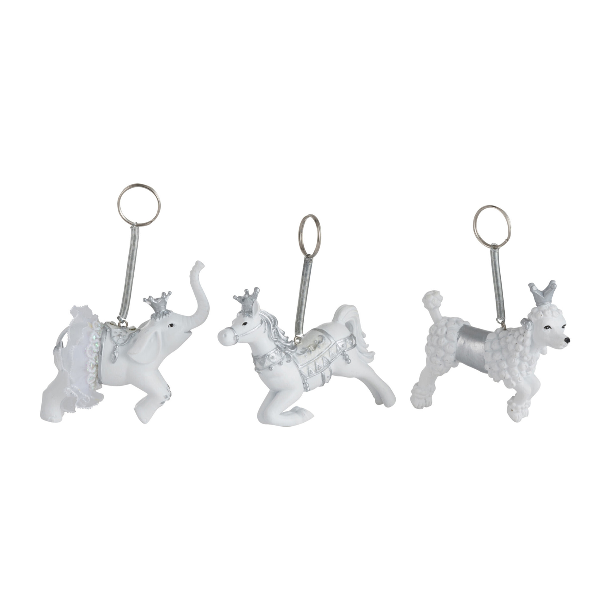 J-Line suspenson Animal - polyrésine - blanc/argent - 3 pcs