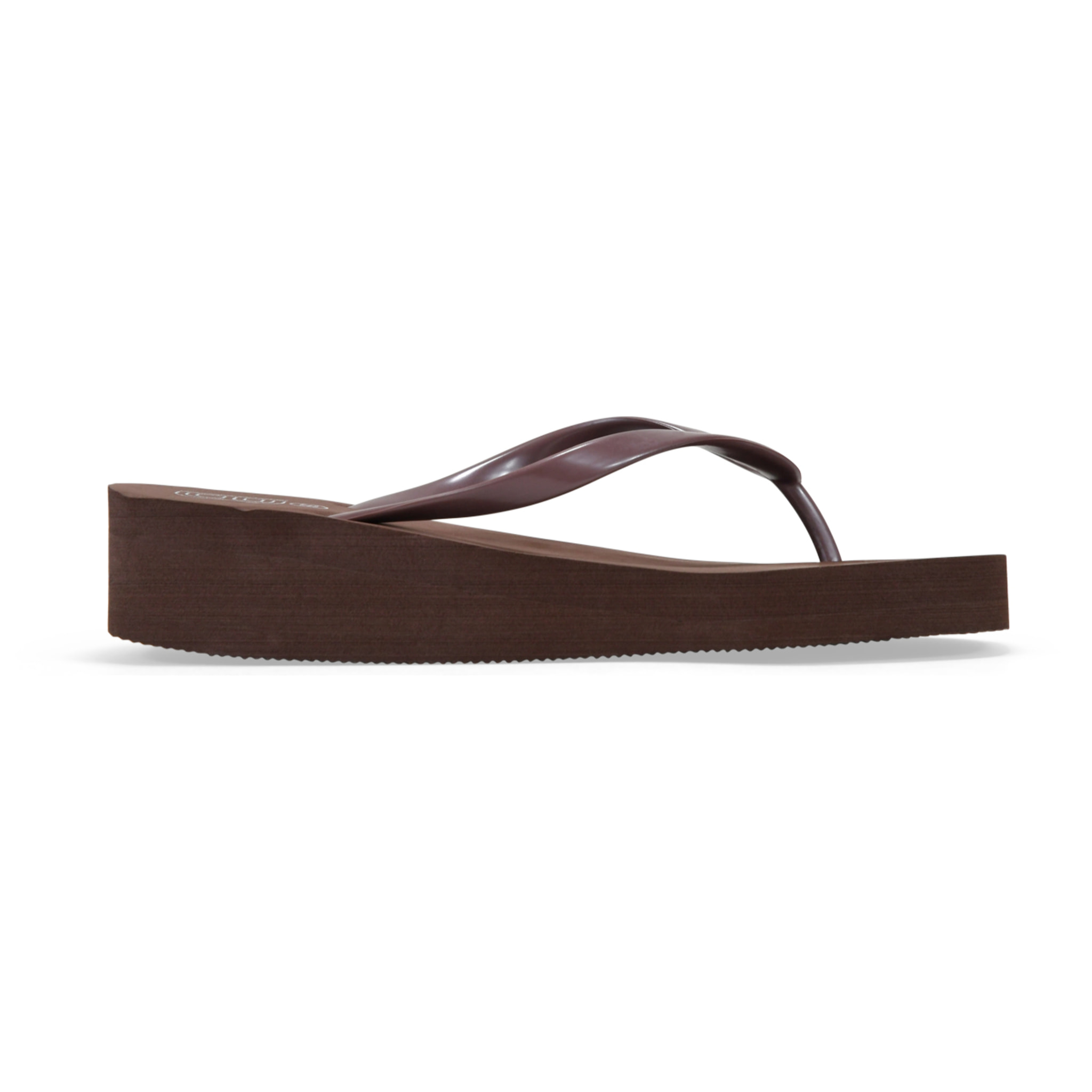 Sandalias de dedo marrones con cuña