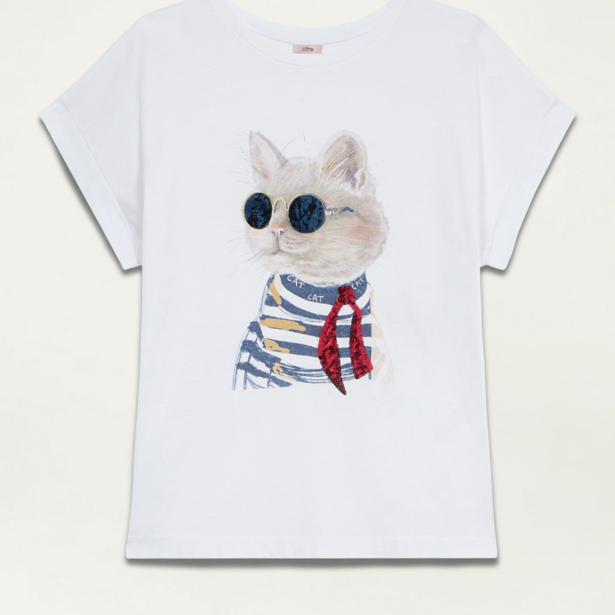 Oltre - Camiseta con estampado y lentejuelas - Blanco