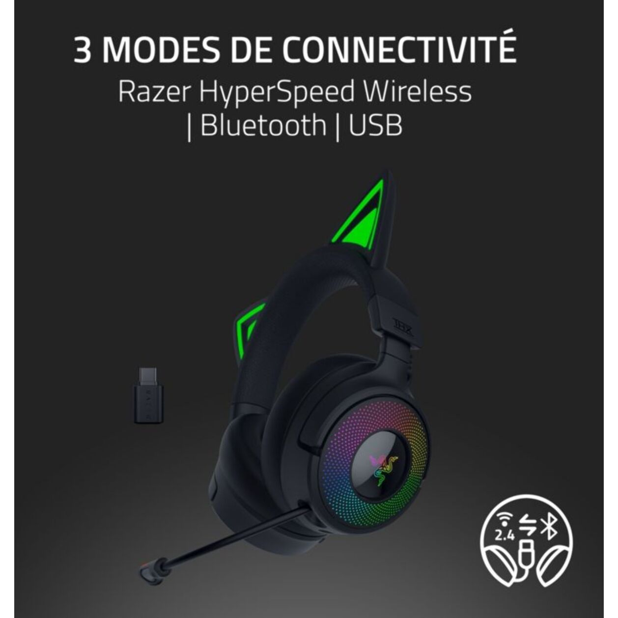 Casque gamer RAZER KRAKEN KITTY V3 PRO NOIR