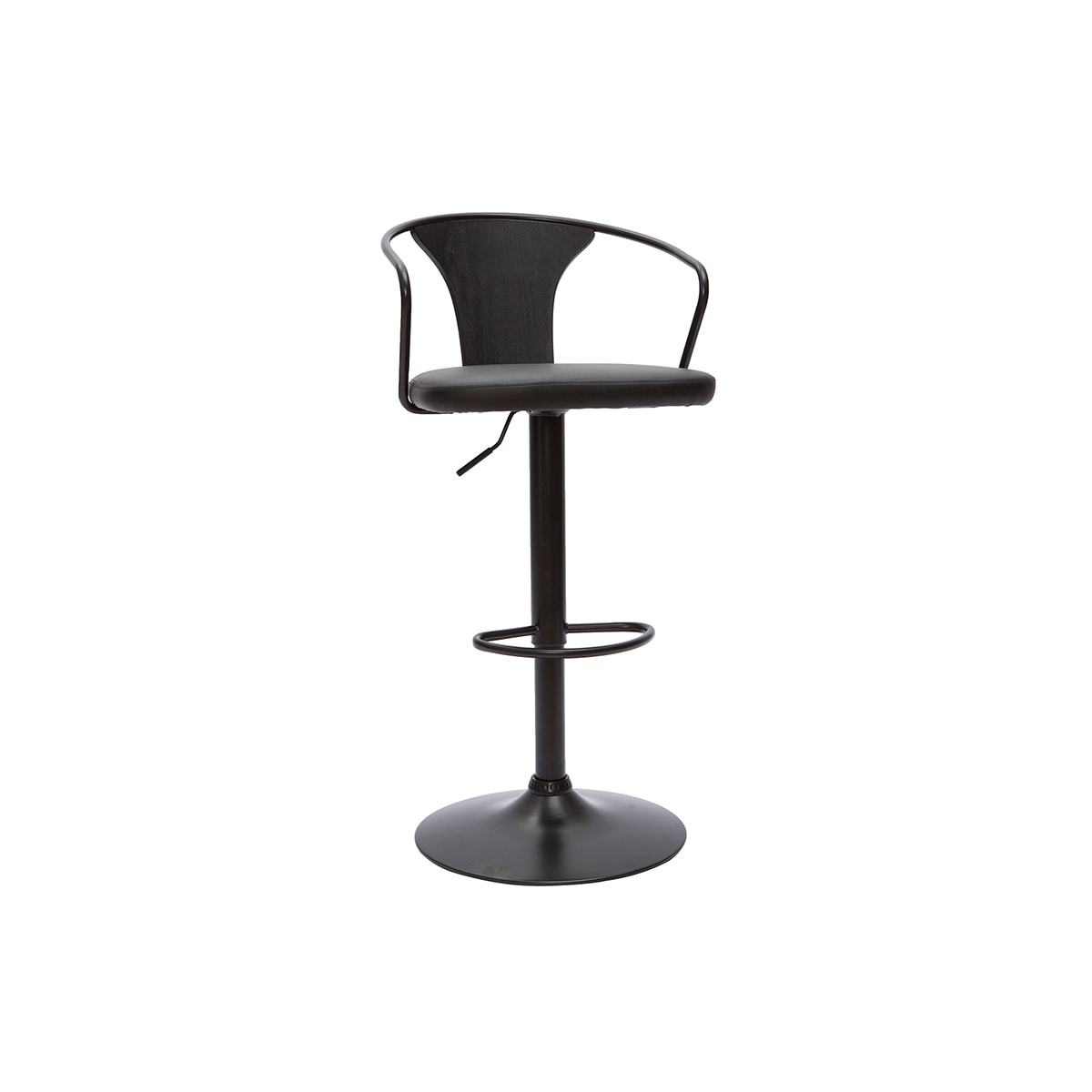 Tabouret de bar industriel noir réglable pivotant 360° BECKETT