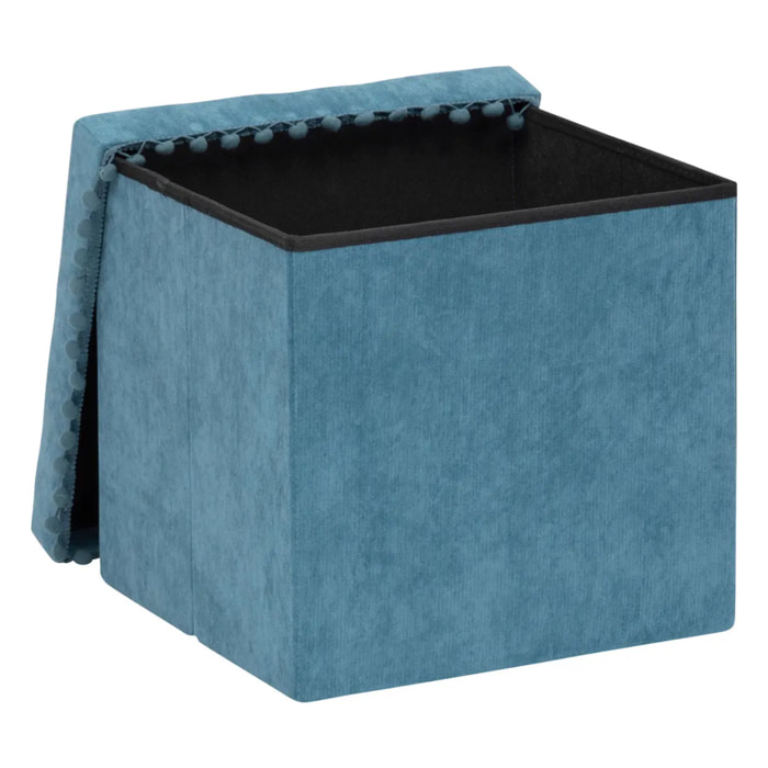 Pouf pliant "Mémo" 40x38cm bleu canard