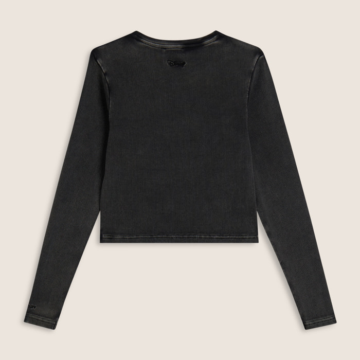 T-shirt cropped da donna a manica lunga con ricami Disney