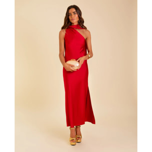 Vestido midi asimétrico con lazada