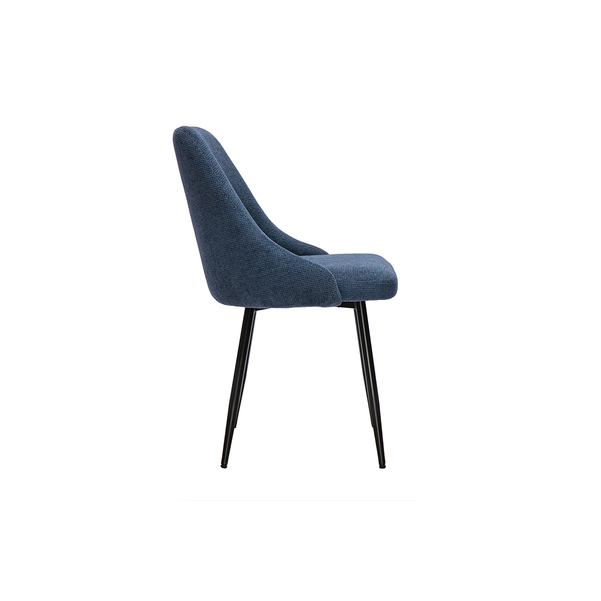 Chaises en tissu chenille bleu foncé et métal noir (lot de 2) HASTA