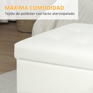 Puff Almacenaje Baúl Tapizado de Terciopelo 100x50x43 cm con Patas de Madera Capacidad 71L Soporta 240 kg Banco Almacenaje para Dormitorio Pasillo Salón Blanco Crema