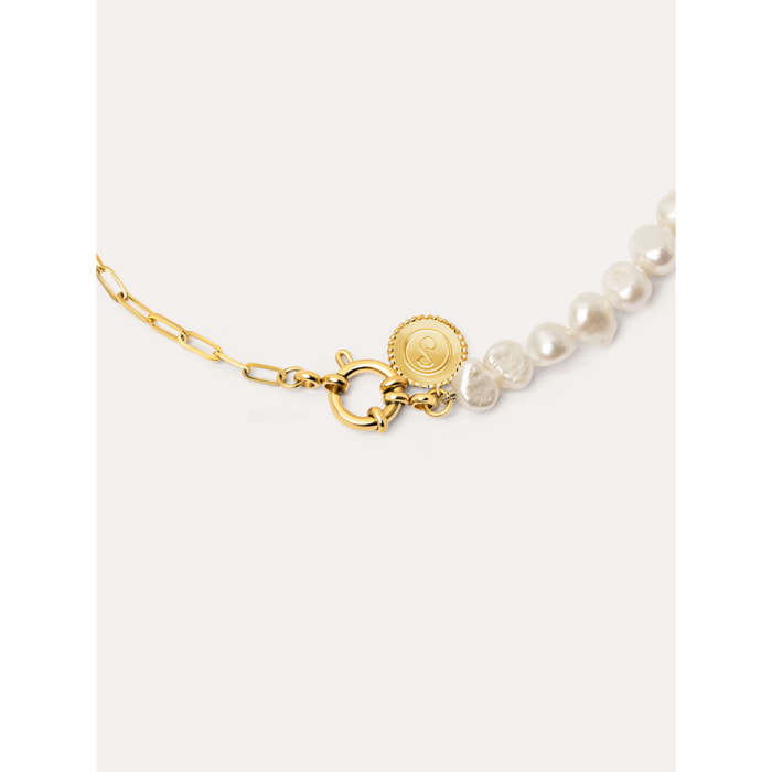 Collar Chic Pearl Acero Baño Oro
