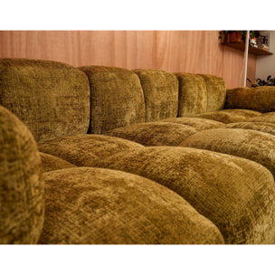 Grace - canapé modulable 2 places en velours texturé - Vert Olive