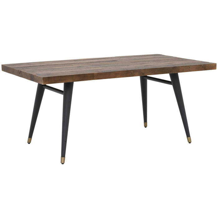 Table à manger rectangulaire bois recyclé piètement effet laiton vieilli 180 cm ADÉLAÏDE