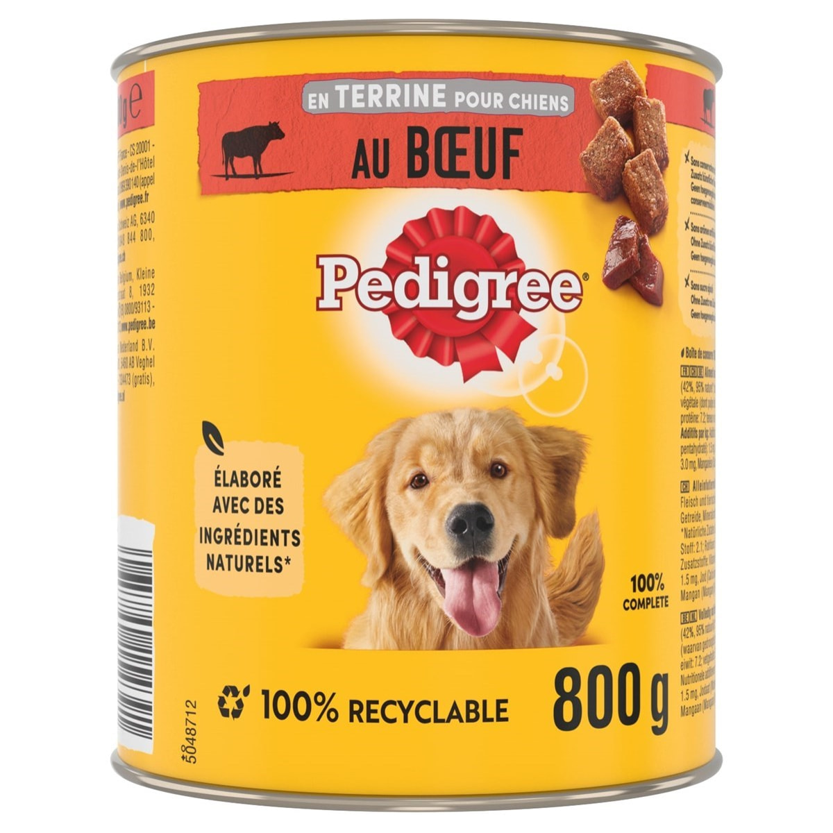 PEDIGREE 6 Boîtes en terrine au boeuf et aux carottes pâtée pour chien 800g