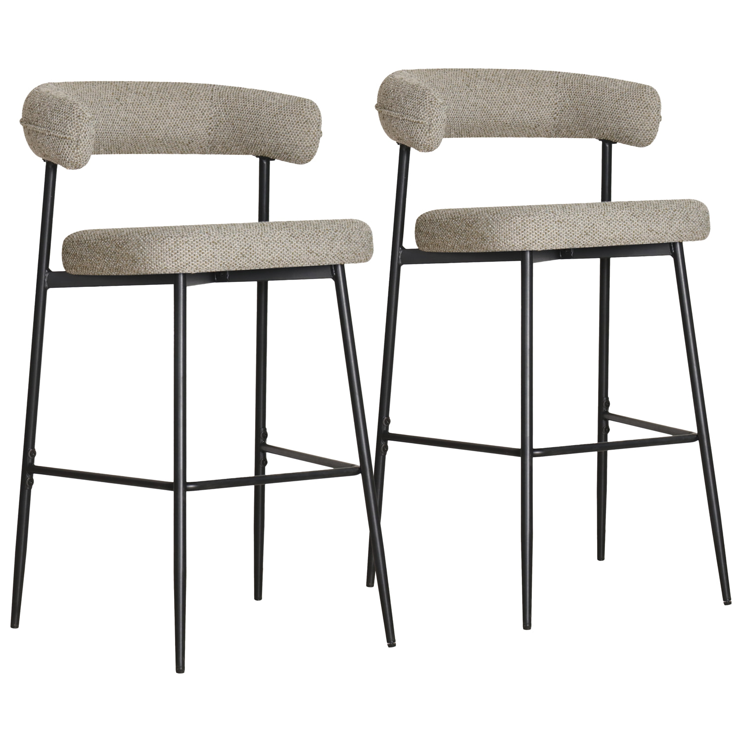 Lot de 2 tabourets de bar en tissu vert chiné THEA