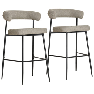 Lot de 2 tabourets de bar en tissu vert chiné THEA