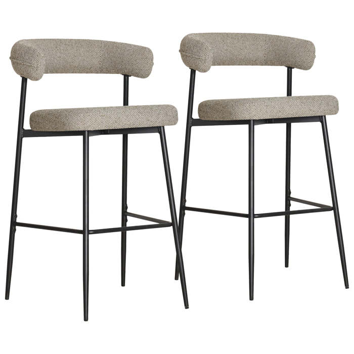 Lot de 2 tabourets de bar en tissu vert chiné THEA