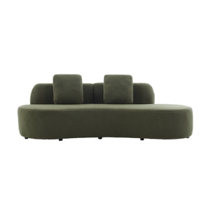 Canapé virgule 3 places en tissu bouclette kaki forme organique - WAVE L 232 x P 97 x H 68cm