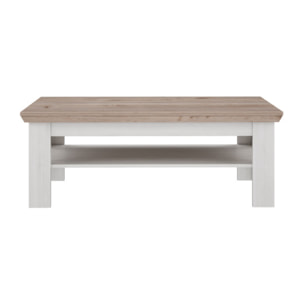 Table basse avec étagère en bois effet chêne clair blanchi - ILONA
