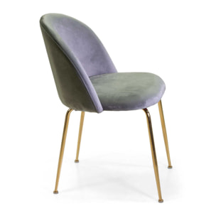 Sedia Sammi Vacchetti in velluto grigio con struttura oro cm50x57h77,5