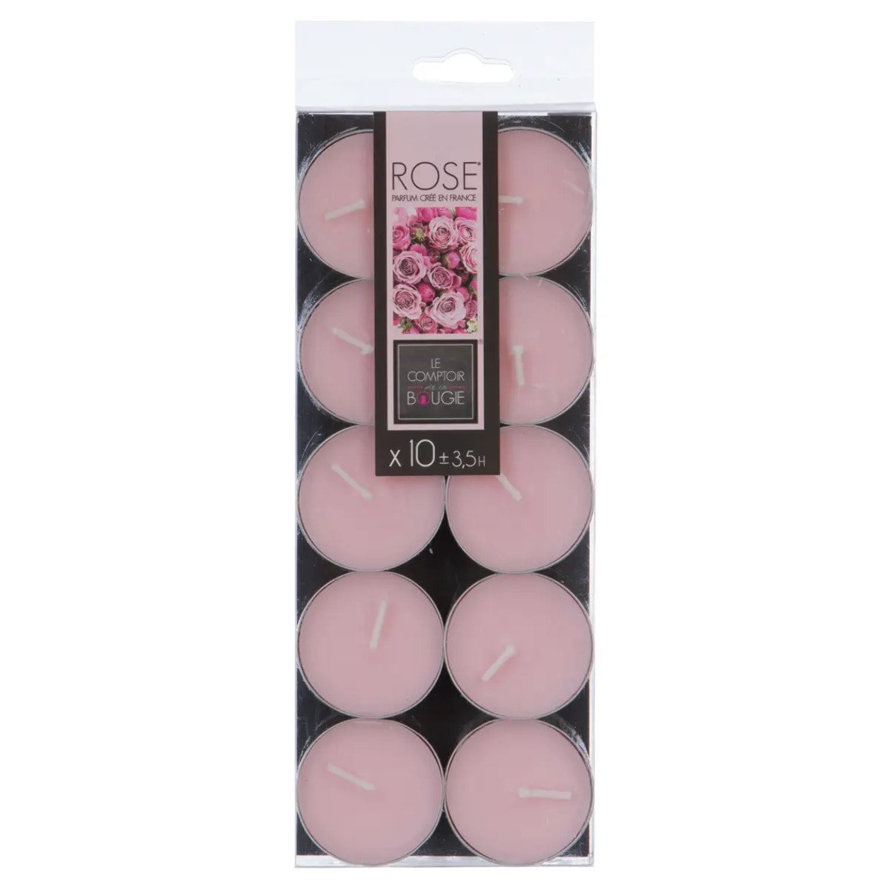 Lot de 10 bougies parfumées rose 150g