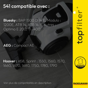 Lot de 4 sacs aspirateur pour Hoover et Elcotec TopFilter Premium