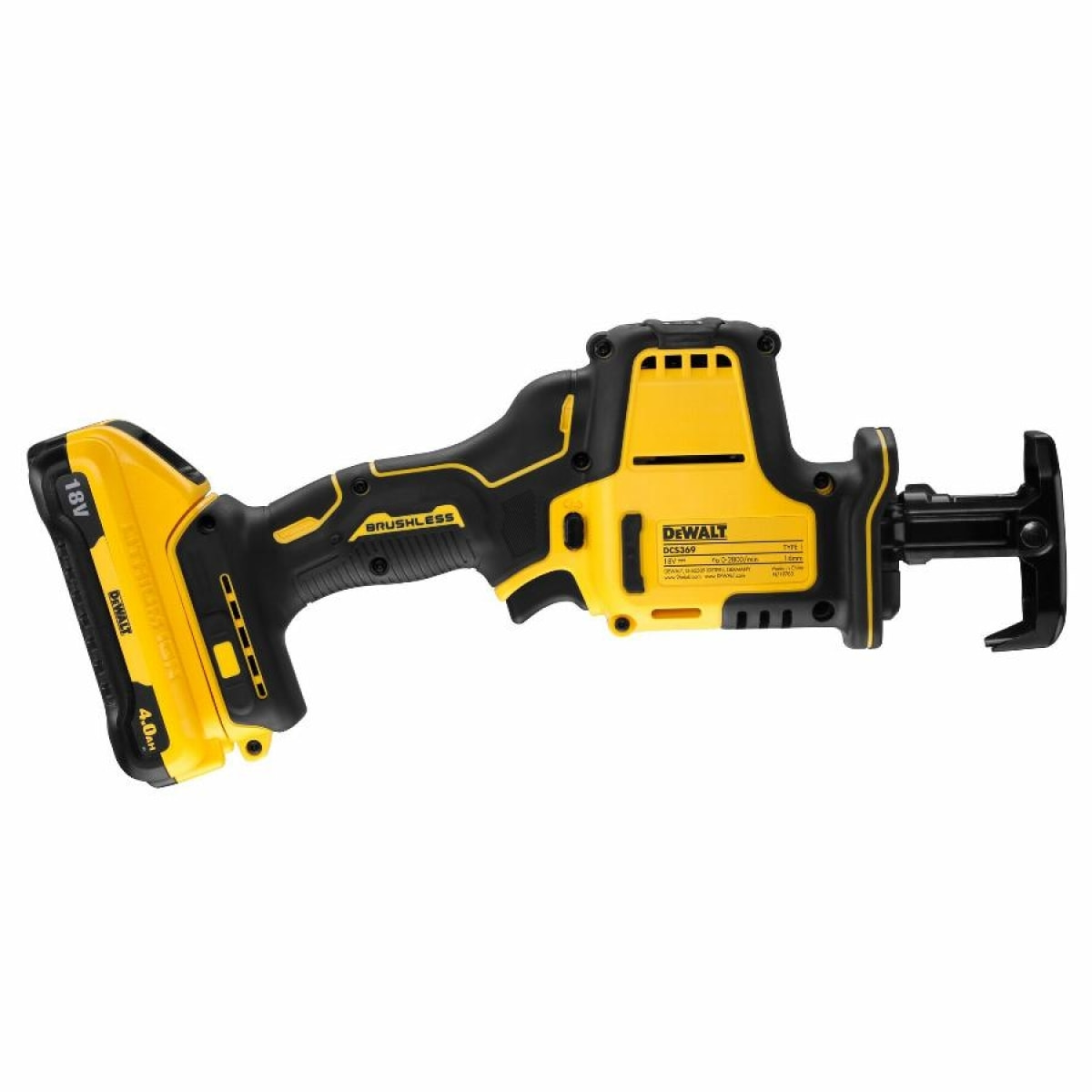 Scie sabre compacte XR 18V Brushless - DEWALT - avec 2 batteries 18V 4.0Ah - chargeur - TSTAK - DCS369M2-QW