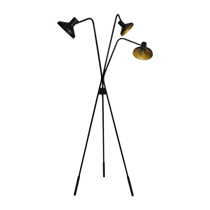 LAMPADAIRE TREPIED EN MÉTAL NOIR ET DORÉ 41X41XH158CM SNAKE