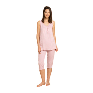 Pigiama donna top spalla larga e pantalone corto cotone tuly Noidinotte