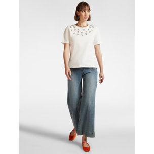 Elena Mirò - T-shirt con ricamo libellule - Bianco