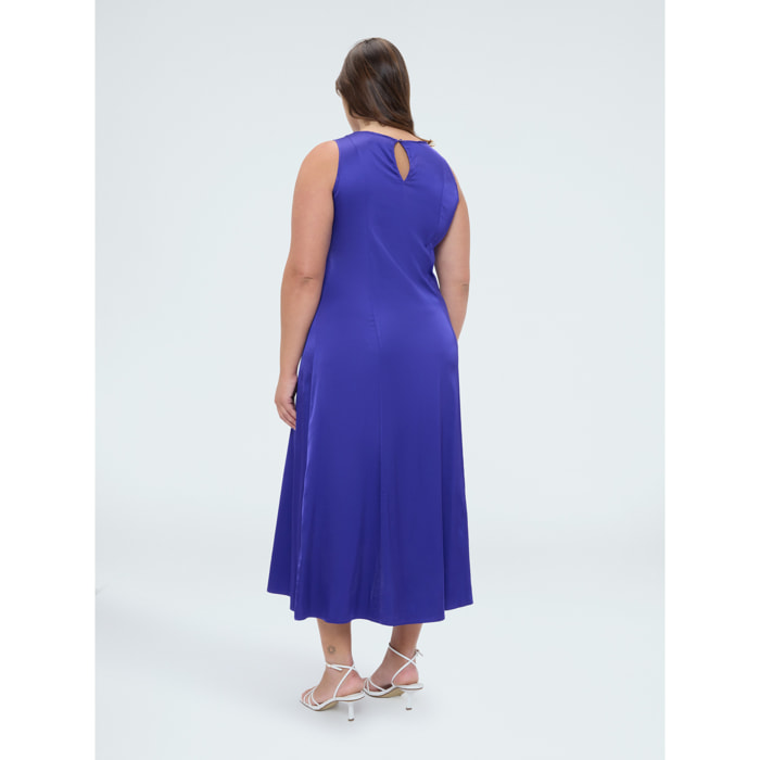 Fiorella Rubino - Vestito lungo smanicato in raso di viscosa - Viola