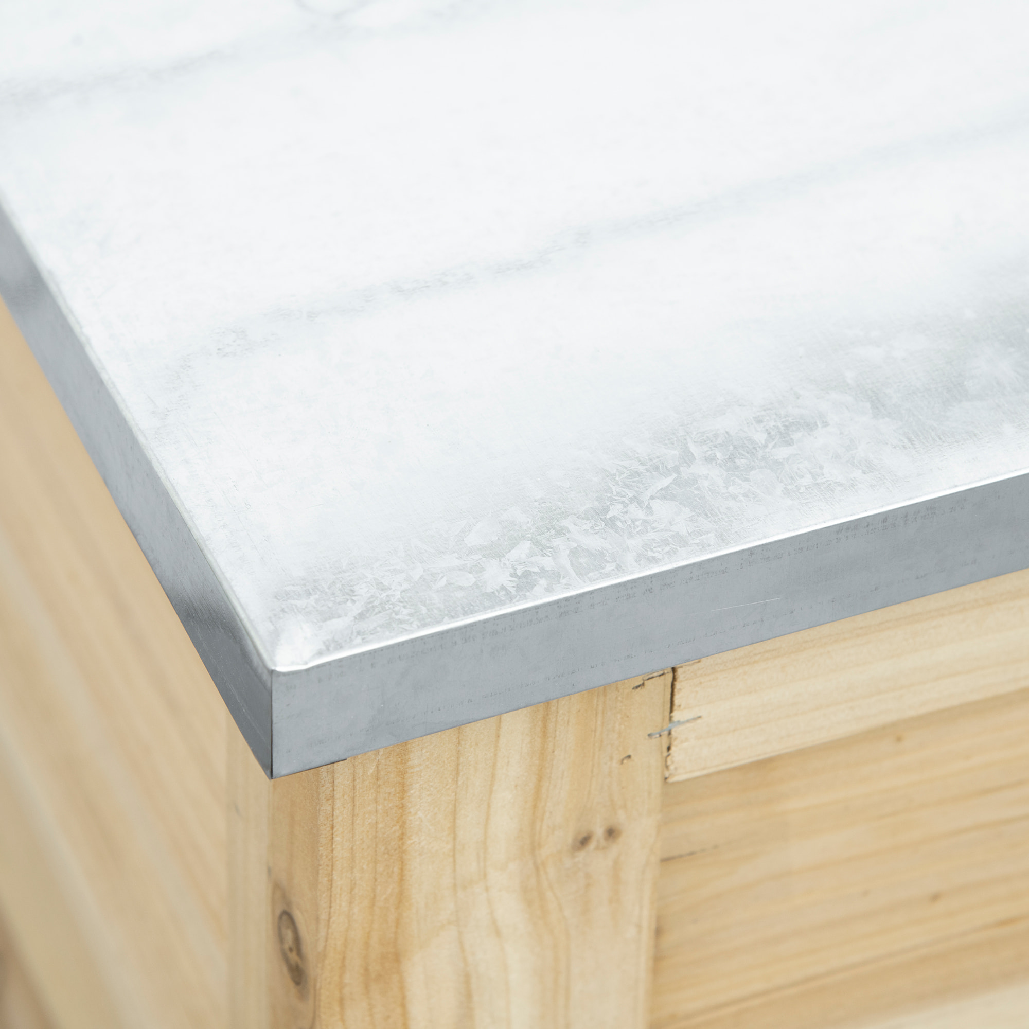 Arcón de Jardín Exterior Carga 155L Baúl de Almacenaje Exterior de Madera con Tapa de Metal Galvanizado y Diseño con Listones para Jardín Terraza Balcón 110x50x50 cm Natural