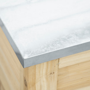 Arcón de Jardín Exterior Carga 155L Baúl de Almacenaje Exterior de Madera con Tapa de Metal Galvanizado y Diseño con Listones para Jardín Terraza Balcón 110x50x50 cm Natural