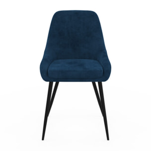 Chaises Olivia velours bleu pieds métal - lot de 4