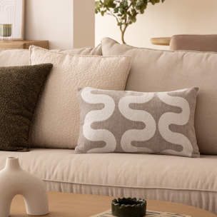 Housse de coussin Jeni chenille beige lin 50x30cm