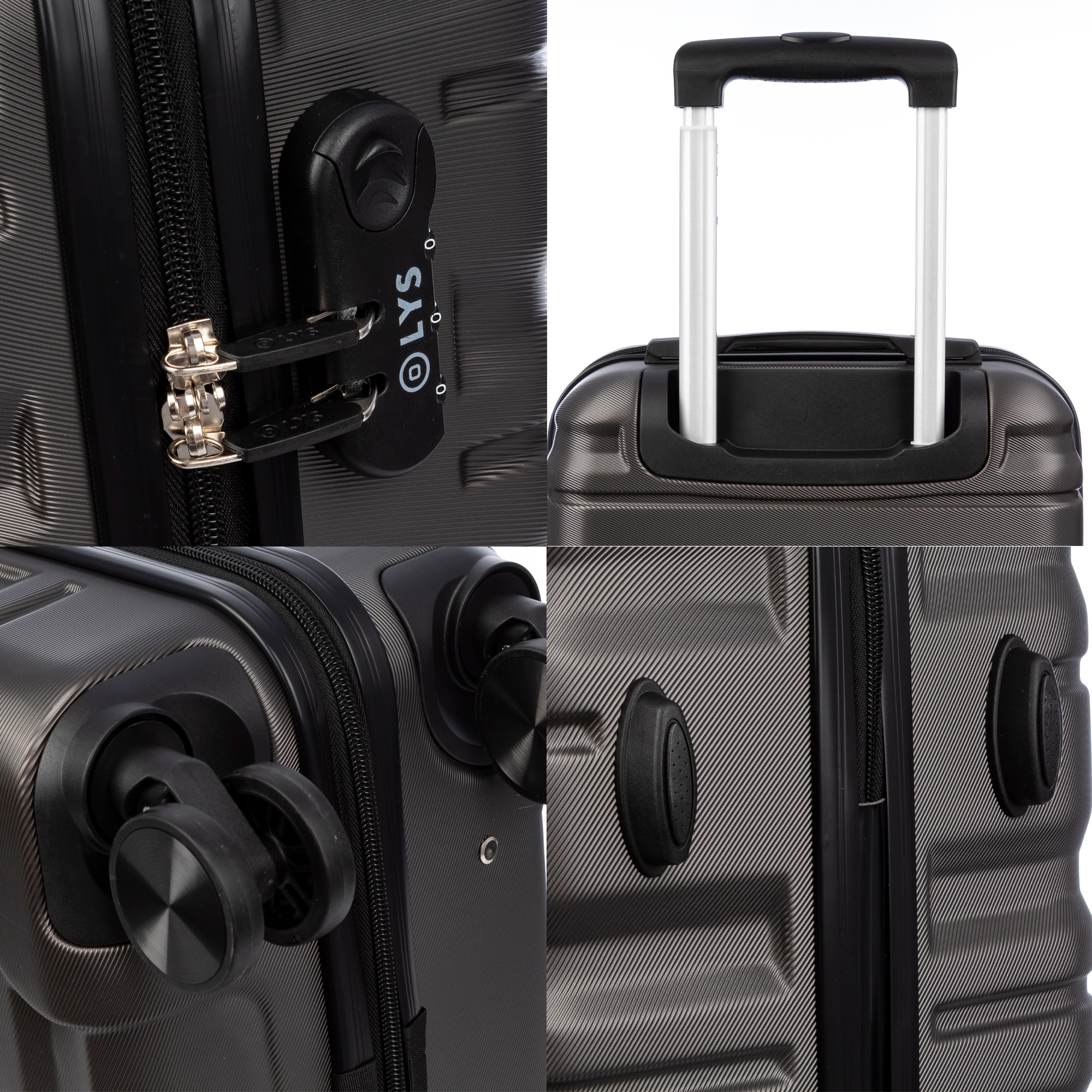 Juego de 3 maletas Trolley, en material ligero ABS de alta resistencia. Cerradura numérica y 4 ruedas giratorias 360° extraibles en la maleta grande.