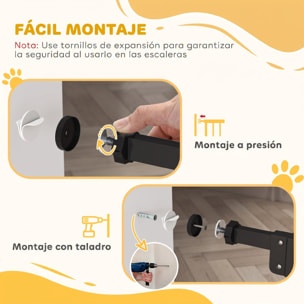 Barrera de Seguridad para Perros Extensible 74-100 cm, para Puertas y Escaleras, Barrera para Perros Medianos, Cierre Automático Montaje a Presión Doble Bloqueo 2 Extensiones 7/14 cm, Negro