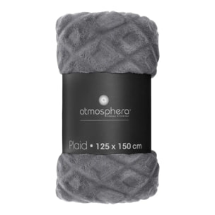 Plaid "Losange" flanelle gris ardoise 125x150cm