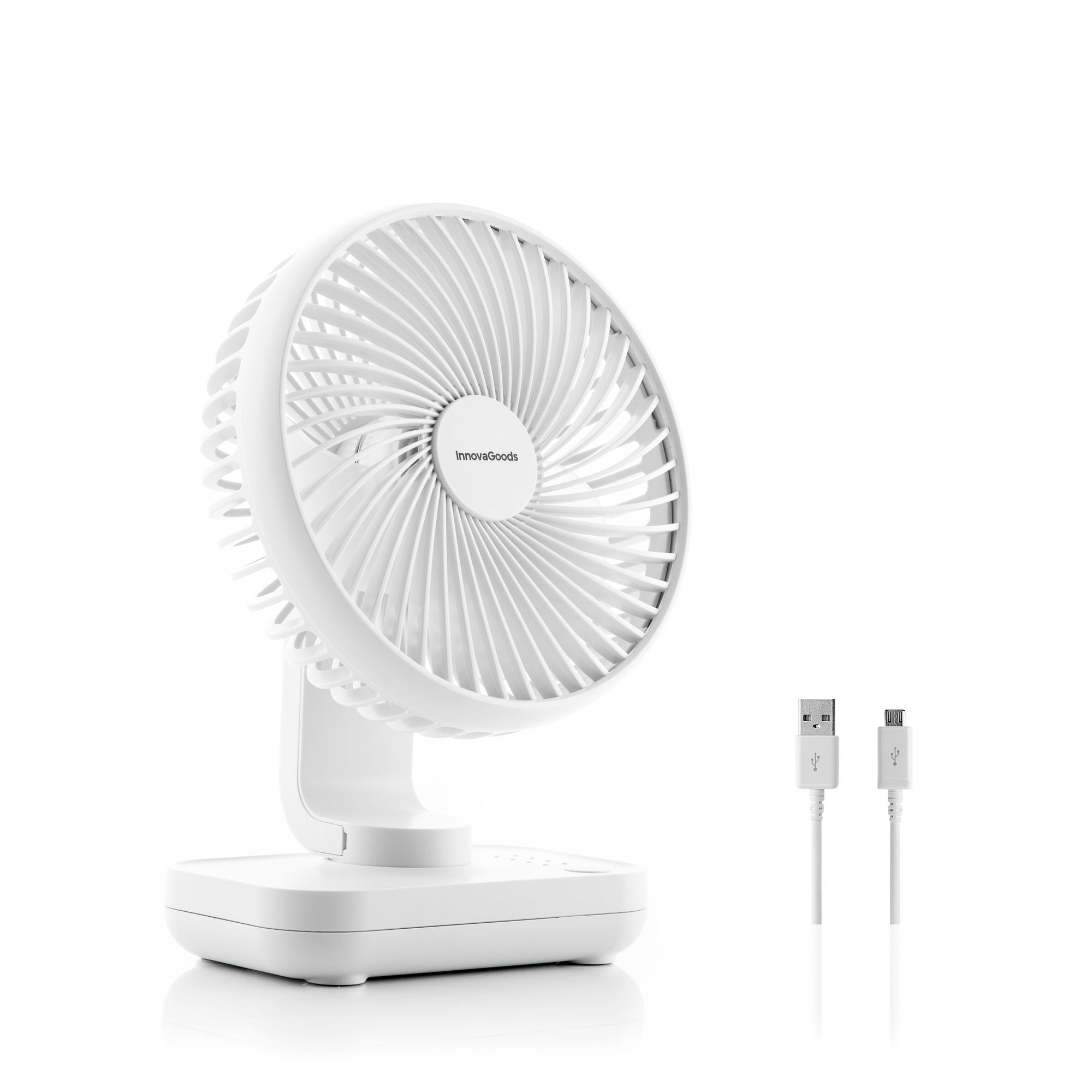 Ventilatore da scrivania ricaricabile Fanrec 3600 mAh - 13,3 W - bianco - Ø5,4'' - 14 x 18 x 7,5 cm