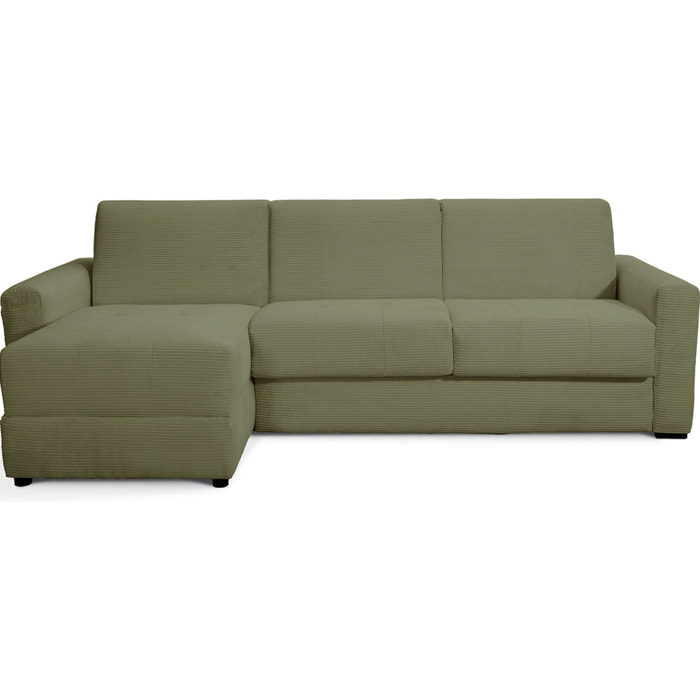 Canapé d'angle convertible express 5 places en velours côtelé - ANDREA