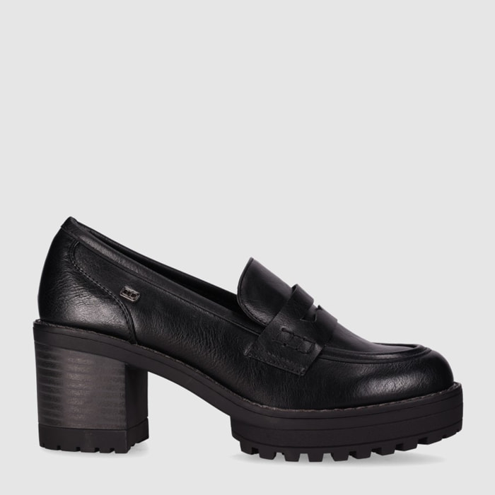 Zapatos de Piel Sintética - Negro - Tacón: 6 cm