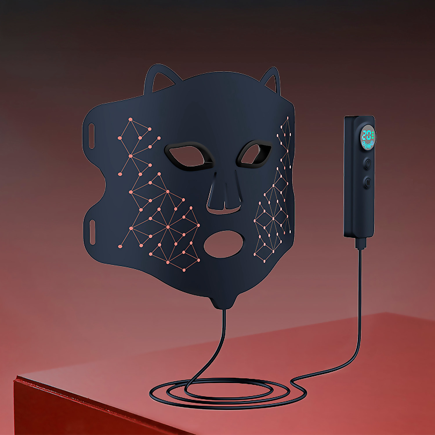 Maschera facciale per trattamento a luce LED, ringiovanitore fotonico della pelle a infrarossi. Con 4 modalità d'uso.