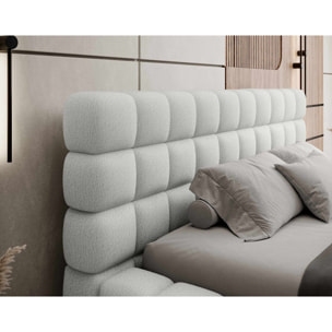 Kingston - lit coffre - 180x200 - sommier inclus - en tissu bouclette - Blanc
