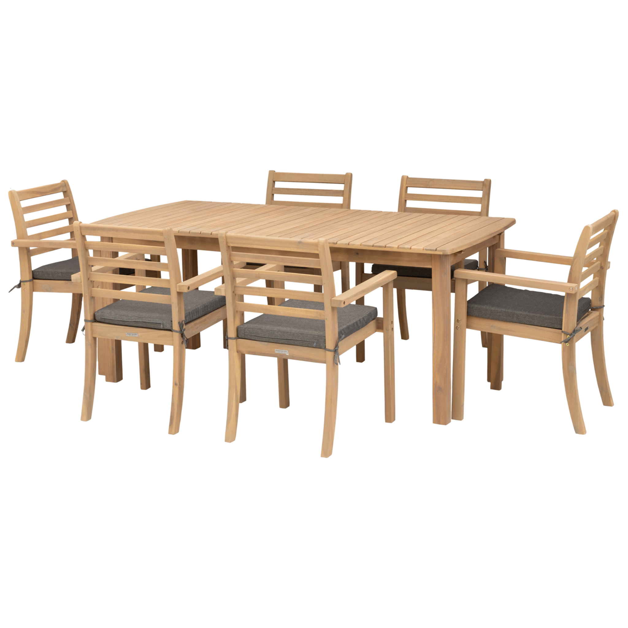 Salon de jardin extensible 180/240cm PADAR en acacia 8 places - coussins gris