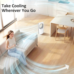 Ventilador de Torre Silencioso 36dB, Ventilador sin Aspas con Mando a Distancia, Oscilación 45°, 3 Velocidades, 3 Modos, Temporizador 15H, para Dormitorio, Blanco