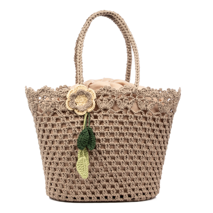 Zeccone bolso de hombro mujer. Fabricado en algodón, con borla decorativa.