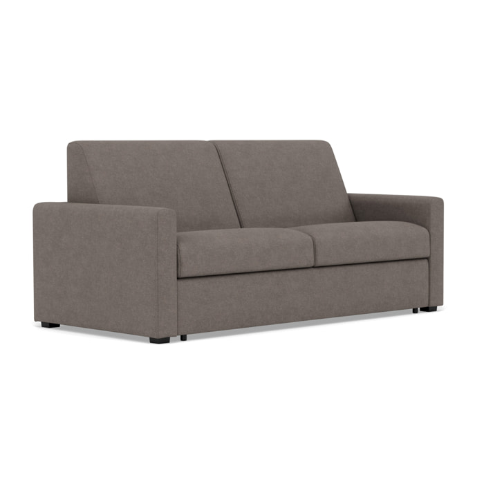 Julia - canapé 3 places convertible couchage quotidien matelas 18 cm en tissu - Gris