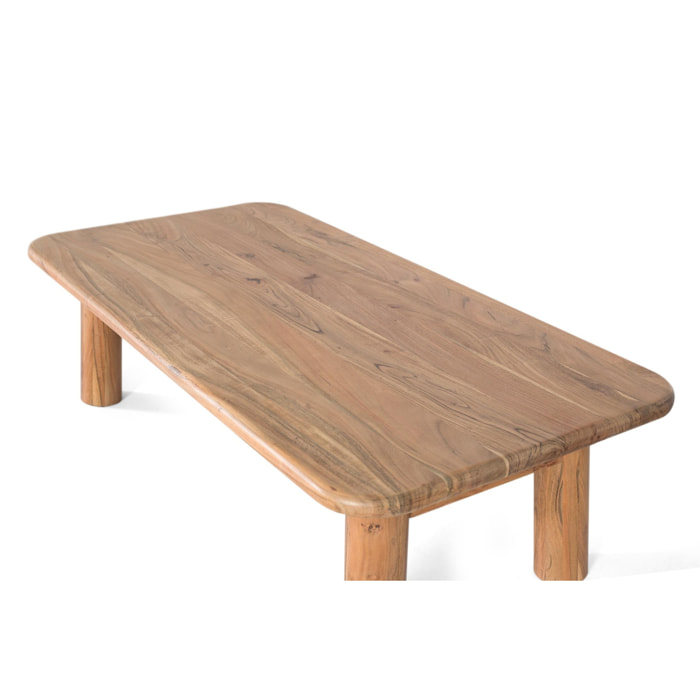 Mesas de Centro de Madera de Acacia 140 Cm Estilo Rústico Moderno
