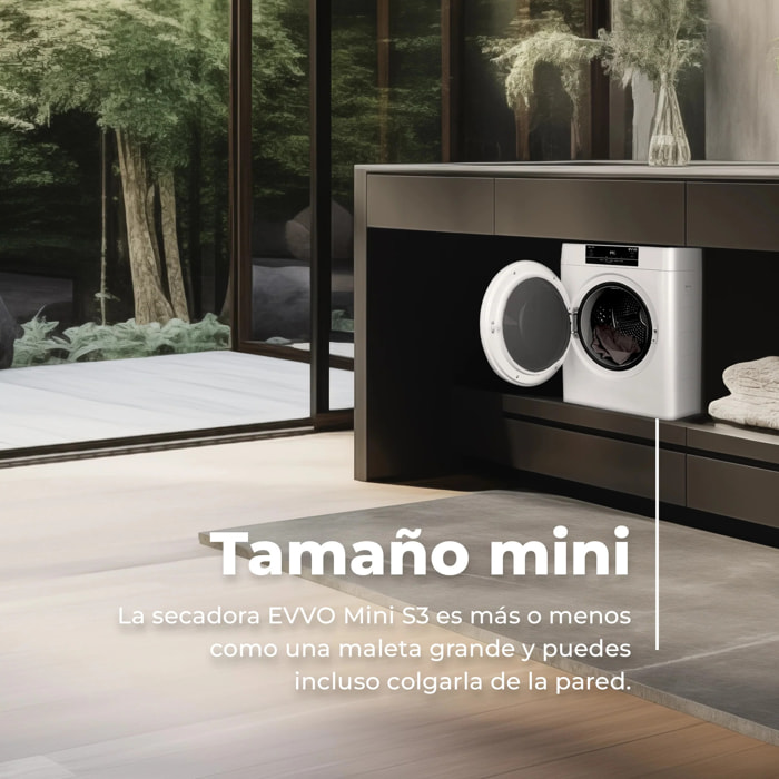 Secadora EVVO Mini S3, 3 kg, Evacuación, Blanco
